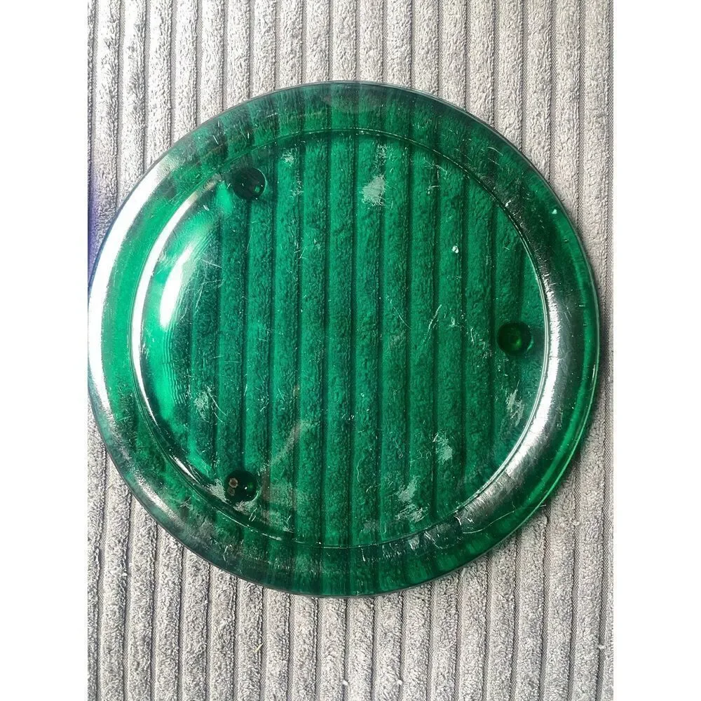 Vintage 90s colored Glass Candle Holder Plates Whimsigoth cobalt green plate lot